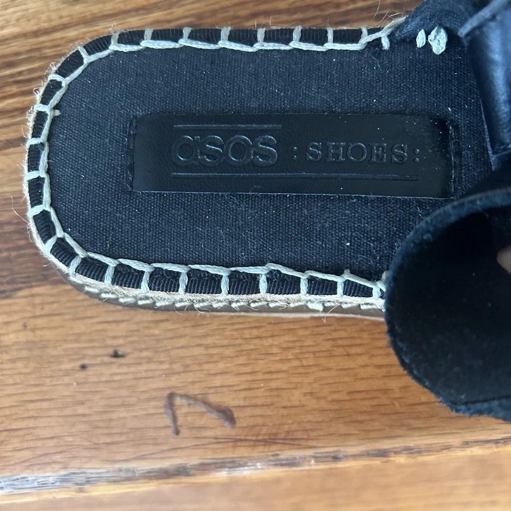 ASOS DESIGN Hannah Black Suede Espadrille Sandals Womens Minimalist Casual Chic